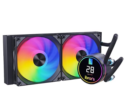 ibrar's 240mm AIO Liquid CPU Cooler for AMD/Intel, Dual RGB Fans, LCD Display image 0